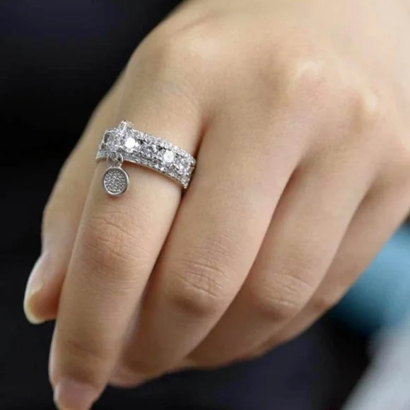 “”Only One Left!!!NEW SILVER COLOR DROP STONE RING - Picture 3 of 7